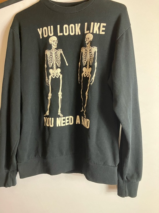 MAD Engine Other - MAD Engine Black Crewneck Sweatshirt with Cream Skeleton Graphic